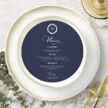 Menykort för andningsmonogram Bröllop - marinblå Meny<br><div class="desc">Ett enkelt menykort för calligraphy bröllop i chic. Jag erbjuder en kostnadsfri anpassningstjänst. Om du har några frågor eller speciella förfrågningar kan du kontakta mig.</div>