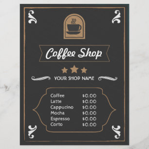 Menykort för återköp av kaffe, foto och logotyp