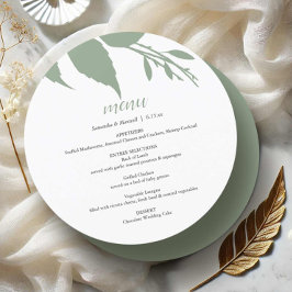 Menykort för avrunda grönt Bröllop Meny