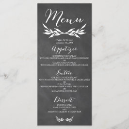 Menykort för Black Chalkboard Blommigt Bröllop Meny