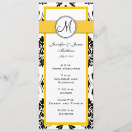 Menykort för Black Damask Gult Bröllop Inbjudningar