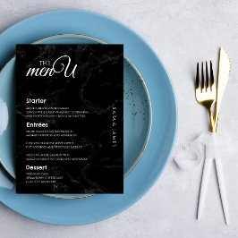 Menykort för Black Elegant bröllop Bord Meny