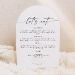 Menykort för BLAIR Minimalist Bohemian Arch Bröllo Meny<br><div class="desc">Den här bröllop-menyn har ett handskrivet typsnitt för bohemiskt skript och modern minimalistisk design med en enkel använda för att klippa ut. Du måste trimma den här menyn på egen hand. Gången som menyn är utskriven och levererad trimmar du på gråttets båglinje. Pair med vad som helst i den enkla...</div>