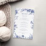 Menykort för blått Blommigt i elegant Fransk<br><div class="desc">Designat att samordna med vår Toile Fransk Blue Garden-samling, har anpassadets ceremoniprogram en fransk land stil-blommigt i toile blue. Om du vill göra en mer avancerad anpassning av den här designen, t.ex. ändra layout, teckensnitt eller storlek text, klickar du på knappen "CUSTOMIZE" ovan. Kontakta mig om du vill ha några...</div>