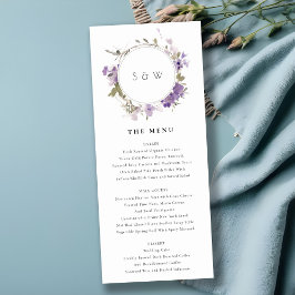 Menykort för Blommigt av chic Meadow Lilac Bröllop Inbjudningar