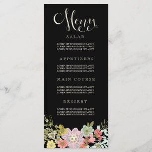 Menykort för blommigt Garden Wedding Meny