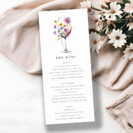 Menykort för Blommigt med minimalt Chic, Vin-glas, Inbjudningar