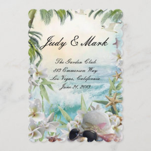 Menykort för blommigt Tropical Beach Wedding Meny