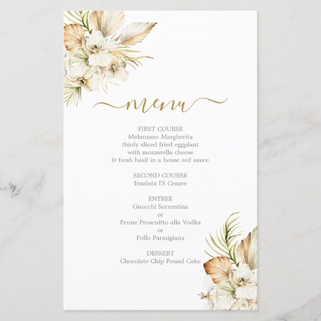 Menykort för Boho Desert (Framsida)