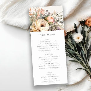 Menykort för Boho Fall Blommigt Bunch Bröllop Inbjudningar