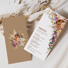Menykort för Boho Fall Pampas Blommigt Bröllop Inbjudningar