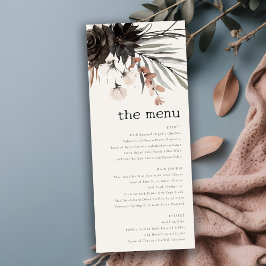 Menykort för Boho Gothic Rust Black Botanical Bröl Inbjudningar