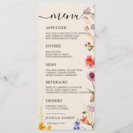 Menykort för boho wildblomma Bröllop Meny
