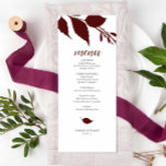 Menykort för botaniska Bröllop-mynt Meny<br><div class="desc">Den här moderna bröllop-menymallen ingår i Do tell A Belles lyxinbjudan. Utformningen har enkla löv i en enkel nyans av maron. Anpassa dem med menyalternativ, namn och händelsemedatum. Perfekt för bröllop, möhippa, repetitionsmiddagar eller spelar ingen roll du gillar. En elegant än så, botaniskt val för bröllop på kvällen. Om du...</div>