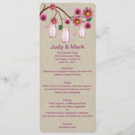 Menykort för Burlap Rustic Rosa Mason Burk Meny