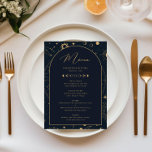 Menykort för Celestial Sol och Måne Navy Guld<br><div class="desc">Designat att samordna med vår kelestial Mystic Collection, så har det här unika anpassadet bröllop-menykortet en fantastisk guld celestial inslag på mörkens marinbakgrund. Om du vill göra en mer avancerad anpassning av den här designen, t.ex. ändra layout, teckensnitt eller storlek text, klickar du på knappen "CUSTOMIZE" ovan. Kontakta mig om...</div>