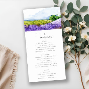 Menykort för chic Watercolor Lavender Fält Bröllop Tack Kort