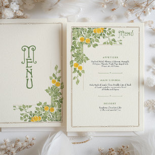 Menykort för Citrus Art nouveau Bröllop Inbjudningar
