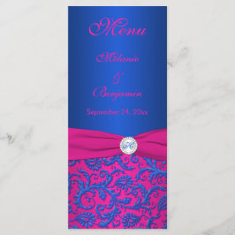 Menykort för Cobalt and Fuchsia Damask Meny