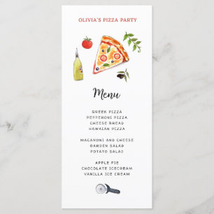 Menykort för Cute Pizza Party Meny