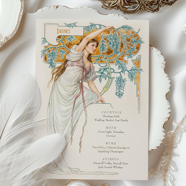 Menykort för Drinks Art nouveau i elegant Inbjudningar (Skapare uppladdad)