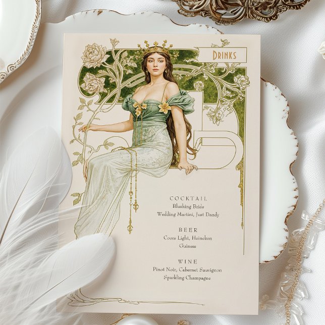 Menykort för Drinks Art nouveau i elegant Inbjudningar (Skapare uppladdad)
