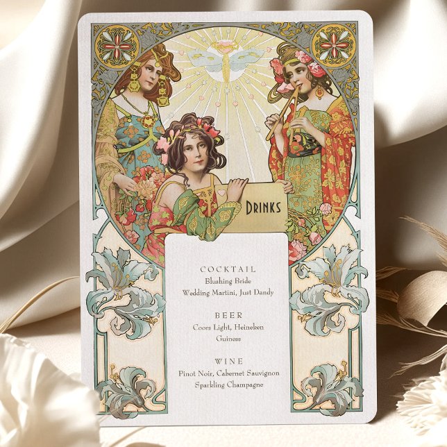 Menykort för Drinks Art nouveau i elegant Inbjudningar (Skapare uppladdad)