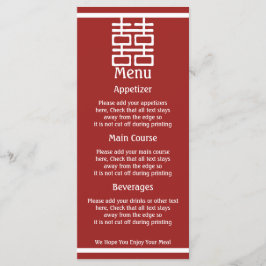 Menykort för dubbla Happu (kinesiskt Bröllop) Meny