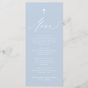Menykort för Dusty Blue White Kor Boy Baptism Meny