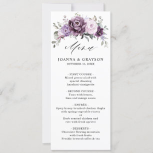 Menykort för Dusty Lila Blooms Blommigt Card Inbjudningar