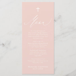 Menykort för Dusty Rosa White Kor Girl Baptism Meny