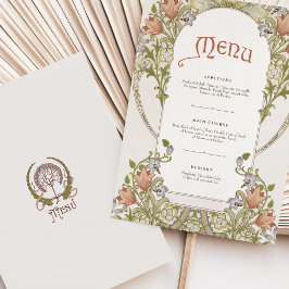 Menykort för elegant Art nouveau Blommigt Bröllop Inbjudningar