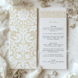 Menykort för elegant Beige och Ivory Blommigt Bröl Inbjudningar