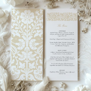 Menykort för elegant Beige och Ivory Blommigt Bröl Inbjudningar