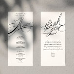 Menykort för elegant Calligraphy Bröllop Program<br><div class="desc">Det här menykortet för elegant har kalligrafi och traditionell design.  din matmeny med gäster och i stället för att lämna baksidan av kortet tomt tillför du ett hjärtligt tack.</div>