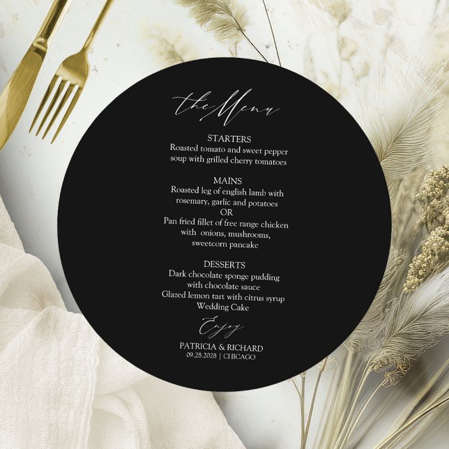 Menykort för elegant Calligraphy Circle Bröllop Inbjudningar (Skapare uppladdad)