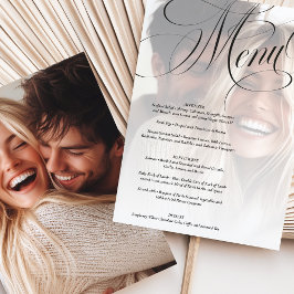 Menykort för elegant Calligraphy Photo Bröllop Inbjudningar