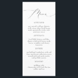 Menykort för elegant Calligraphy Script Bröllop Meny<br><div class="desc">Valentina Collection har ett handskrivet typsnitt för calligraphy-skript och en klassisk minimalistisk elegant. Det tidlösa utseendet kommer att öka perfektens beröring till alla bröllop-teman eller färg-projekt. Köp hela samlingen för ett kohesivt estetiskt.</div>