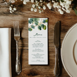 Menykort för elegant Eucalyptus Greenery Bröllop Meny