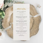 Menykort för elegant Faux Guld Calligraphy Meny<br><div class="desc">Faux Guld Calligraphy Classic & Elegant bröllop, Party eller årsdag Menu. En elegant i guld, svartvitt eller valfri färg i bakgrunden. Klicka bara på den anpassade länken, som visas under textanpassning på högerna, och välj anpassningsbarnas bakgrund färg. Med den här mallen för poster av tecken kan du snabbt och enkelt...</div>