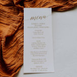Menykort för elegant Guld Calligraphy Dinner Meny<br><div class="desc">Det här guld-kalligrafmidmenykortet i elegant är perfekt för ett enkelt bröllop. Neutraltens utformning har ett minimalistiskt kort som är dekorerat med romantisk och vismisk faux-folie guld typografi. Den här menyn kan användas för bröllopsmottagning, repetitionsmiddag eller vad som helst. Obs! Den här designen har inte äkta guld-folie. Det är en grafik...</div>