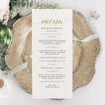Menykort för elegant-Guld Meny<br><div class="desc">Guld Calligraphy Classic & Elegant bröllop, Party eller årsdag. En elegant i guld, svartvitt eller valfri färg i bakgrunden. Klicka bara på den anpassade länken, som visas under textanpassning på högerna, och välj anpassningsbarnas bakgrund färg. Med den här mallen för poster av tecken kan du snabbt och enkelt skapa bedövande...</div>