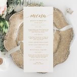 Menykort för elegant-Guld Meny<br><div class="desc">Guld Calligraphy Classic & Elegant bröllop, Party eller årsdag. En elegant i guld, svartvitt eller valfri färg i bakgrunden. Klicka bara på den anpassade länken, som visas under textanpassning på högerna, och välj anpassningsbarnas bakgrund färg. Med den här mallen för poster av tecken kan du snabbt och enkelt skapa bedövande...</div>