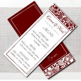 Menykort för elegant Maroon-Burgundy Bröllop Meny
