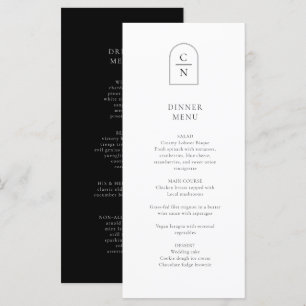 Menykort för elegant Monogram Bröllop-middag