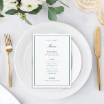 Menykort för elegant Mörk blått Bröllop Meny<br><div class="desc">perfekt för alla händelser; gräns färg och tjocklek kan redigeras</div>