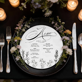 Menykort för elegant Mörk Wildblomma Julkort