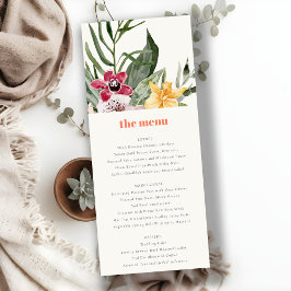 Menykort för Elegant persiko- Boho Tropical Blommi Inbjudningar