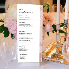 Menykort för elegant RoseGold Bröllop Bord