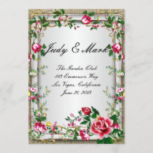 Menykort för elegant Rustic Röd ros Bröllop